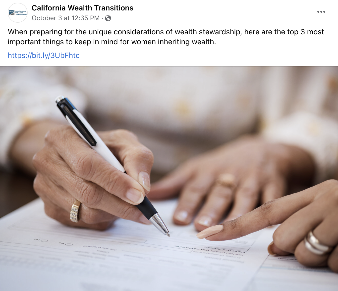 Social Media Management | California Wealth Transitions