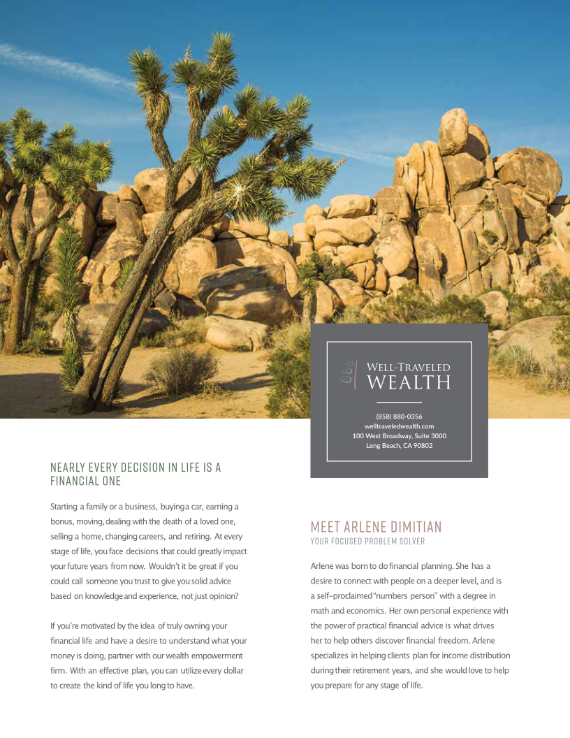 Print Design | Well Traveled Wealth | New Advisor Flyer