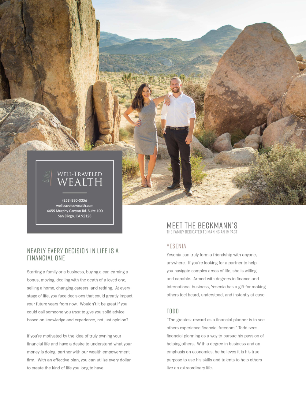 Print Design | Well Traveled Wealth | Service Overview Flyer